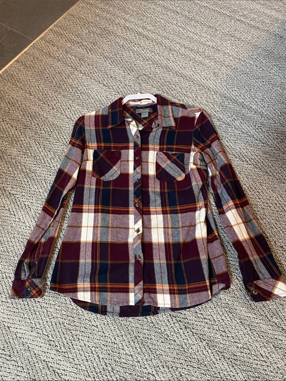 Natural Reflections Plaid Shirt in Burgundy, Navy & Mustard